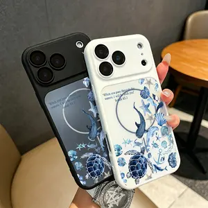 [Supports Mag Safe] Ocean Sea Turtle Dolphin Shell Marine Life phone case, Blue Coastal Style, Phone Case for iPhone 17 Pro Max 17 Air 17Pro 16 15 14 13 12 11 Pro Max, Summer Beach Gift