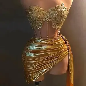 Formal Royal Gem Corset Skirt Set - Korean and Japanese Elegance - Fashion, Dress Sleeveless Sexy Halter Halter Neck Cute Womenswear Comfortable Piece Summer Simple Style actual rave outfits wedding guest dresses gold dress 2000s