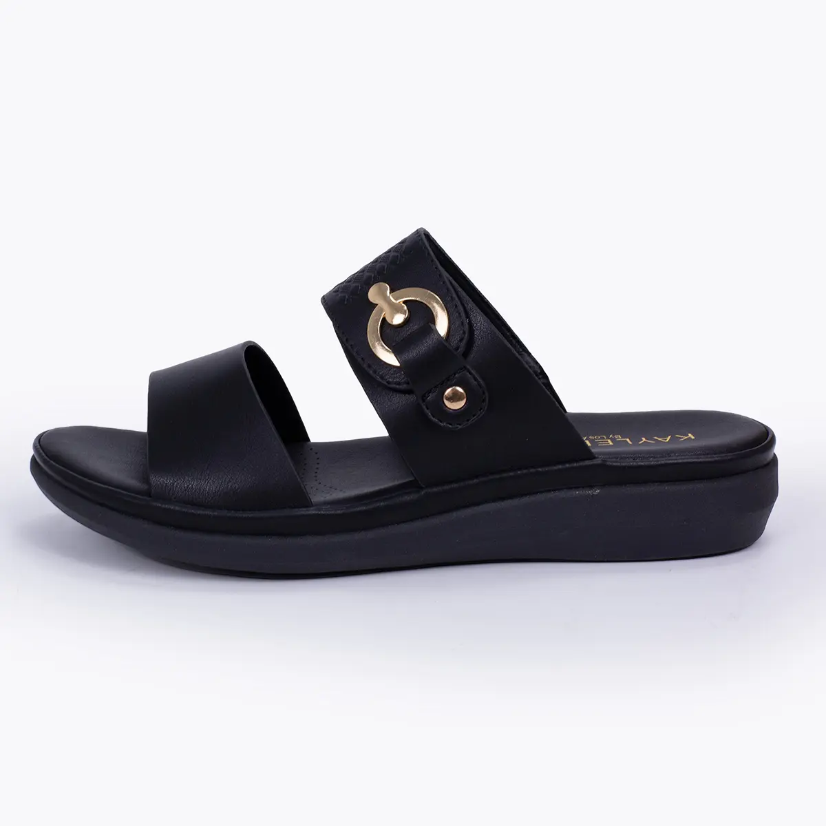 AUBRIE-5 WOMAN SANDAL OPEN ROUND TOE SLIP ON PLATFORM HEEL DOUBLE STRAP BUCKLE DESIGN