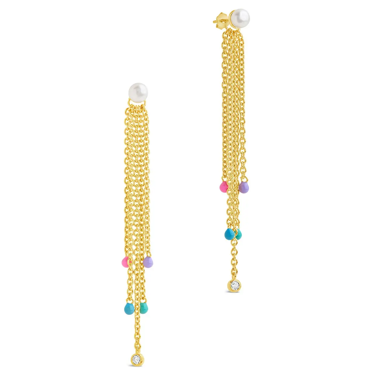 Delmare Enamel & Pearl Dangle Earrings