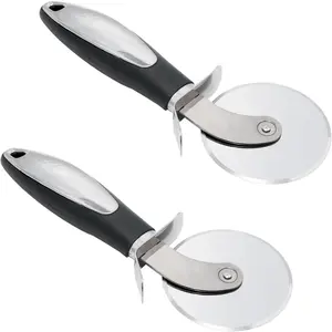 Stainless Steel Pizza Cutter Wheel – Comfort Handle with Finger Protection for Pizza, Tart, and Dessert Slicer