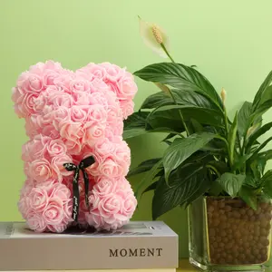 Rose Teddy Bear Romantic Gift for Girlfriend Wife Mother Grandmother Red Rose Teddy Bear Valentine's Day Birthday Holiday Gift Atmosphere Decoration Wedding Anniversary Warm Home Decor Nature - Decorative