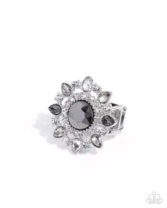 Glittery Gamble - Silver Gem Ring - Paparazzi