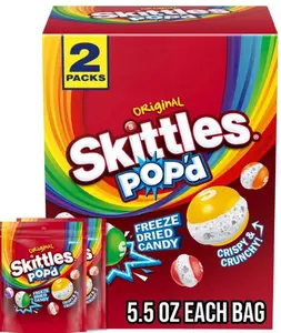 Skittles Pop'd Originals Freeze Dried, Resealable Candy, 5.5 Ounce (Pack of 2) Skittles Pop'd Originals Freeze Dried, Resealable Candy, 5.5 Ounce (Pack of 2)