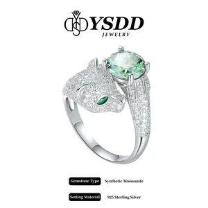 【#482 New Panther】Statement 2ct Panther Ring vvs Synthetic Moissanite Rings in 925 Sterling Silver