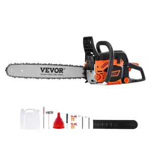 VEVOR 62 cc Gas Chainsaw, 20 inch Gas Powered Chainsaw, 3.8 HP Power Chain Saw with Non-Slip Handle, Gas-Powered Chainsaws with Dual Fuel Tanks, For Wood Cutting, Tree Trimming, and Land Clearing