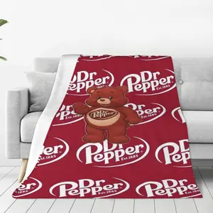 Dr Pepper Care Bear Fleece Blanket, Cute Soda Bear Throw Blanket for Dr Pepper Lovers