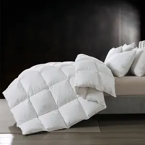 BedTreat Goose Feather Down Comforter Twin Size, Luxury Hotel Bedding Comforter All Season Duvet Insert, Medium Warmth 100% Cotton Cover with Corner Tabs（68x90 Inch）