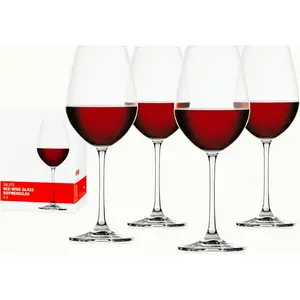 Set of 4 Salute Red Wine Glasses - 19.4oz Lead-Free European Crystal | Classic Stemmed Design, Dishwasher Safe | Premium Quality Red Wine Glass Gift Set for All Occasions