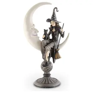 20" Crescent Moon with Sitting Witch