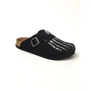 Men's Clogs muller shoes Classic Clogs Halloween Bone Sandals Half Slipper, Cowhide Leather Upper, Rubber Sole, Casual Style, Round Toe, All Seasons Footwear