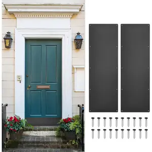 2 count Door Kick Plate, 10 x 34 Inches  Kick Plate Door Plate, 1.5mm (1/16 Inch) Thickness, for Exterior Front Door or  Door, Black