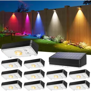Solar Fence Lights Outdoor, 12 Pack, 50LM Ultra Bright, 3 Color Temperatures & RGB, IP65 Waterproof, Dusk-to-Dawn Solar Powered Fence Lights for Patio, Railing, Pool, Porch, Backyard(Black)