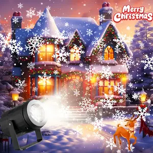 LED Christmas Snowflake Projector Light, Rotating Snowflake Decoration for Holiday, USB Powered Desktop Light for Christmas Party, Outdoor Decorative Lights