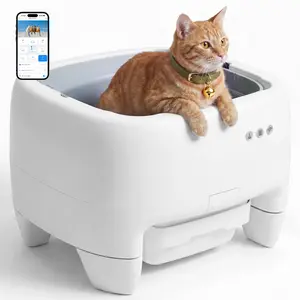 Alifuraha Smart Open-Top Automatic Cat Litter Box, Self-Cleaning Litter Box with 5 Dedicated Safety Sensors, 10 Days Hands-Free, App Control, No-Scoop Automatic Cat Litter Box for Multi-Cats