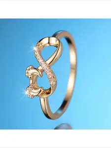 Trending Luxury Light Style Paved Diamond Infinity Symbol Lucky Number 8 Ring Unique Niche Design Minimalist Versatile Daily Wear Jewelry For Women Fashion Accessories