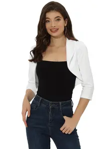 INSPIRE CHIC Elegant Bolero Evening Wedding Lapel Collar Shrugs for Dress