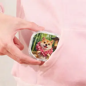 Bamboo Shadow Wreath Shiba Inu Printed Retainer Box, Healing Style Denture Storage Box, Adult Children Universal Orthodontic Retainer Box, Lightweight Portable Invisible Braces Box