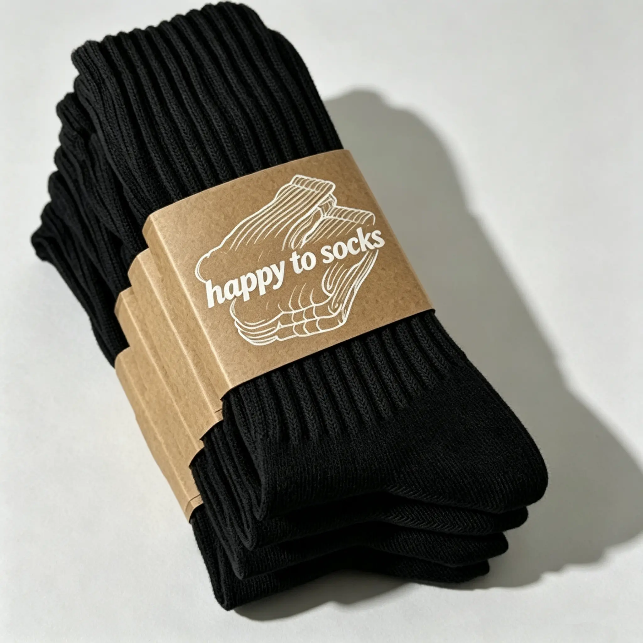 Happy to Socks Black Cotton-Blend Crew Socks Everyday Casual Comfort - Breathable, Antifriction, Free Size Long Sock for Men - Classic Versatile All-Season Daily Use