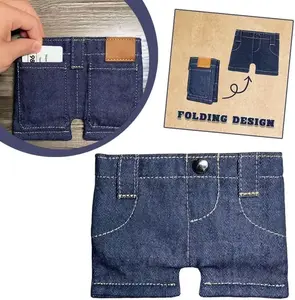 Pocket Pants Mini Jeans Wallet Slim Compact Bifold Pocket Purse Portable Retro Pants Style Wallets Funny Folding Card Holder with Card Slots for Cards Keys or Cash Small Travel Wallet - 1 Pcs