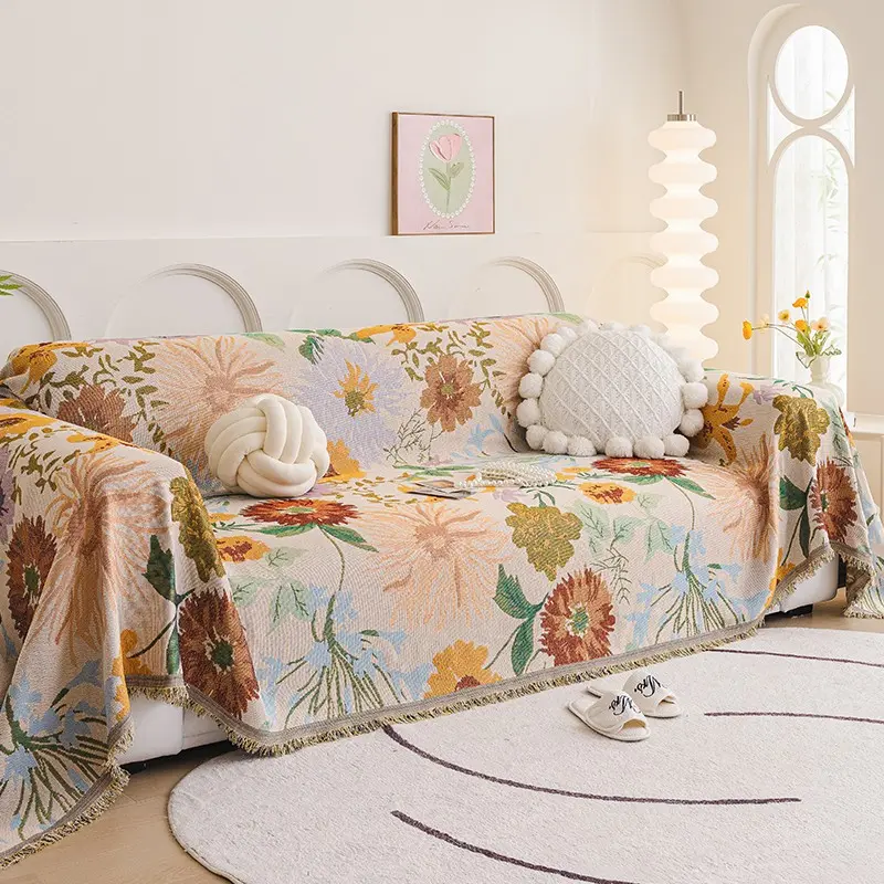 Star Night Floral Chenille Sofa Cover, Soft Sofa Protector, Dustproof Sofa Slipcover, Sofa Couch Slipcover, Soft Breathable Anti-Slip, Durable and Easy to Clean, Pet Friendly, Slipcover For Sofa, Couch Covers