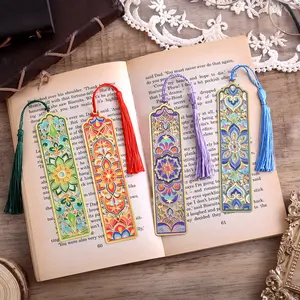 4 PCS Metal Bookmarks with Tassel, Golden Hollow Flower Bookmark Vintage Floral Mandala Theme Bookmark for Book Lovers Writers Readers Teachers Students Men and Women Adults Unique Birthday Holiday Gifts. book accessories for home& office,&school