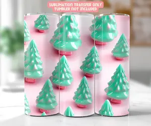 Pastel Christmas Trees - 20 oz Tumbler Sublimation Transfer