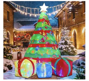 COMIN 7 FT Christmas Inflatables Tree Outdoor Decorations Blow Up Yard Gift Box with Built-in LEDs for Indoor Party Garden Lawn Decor