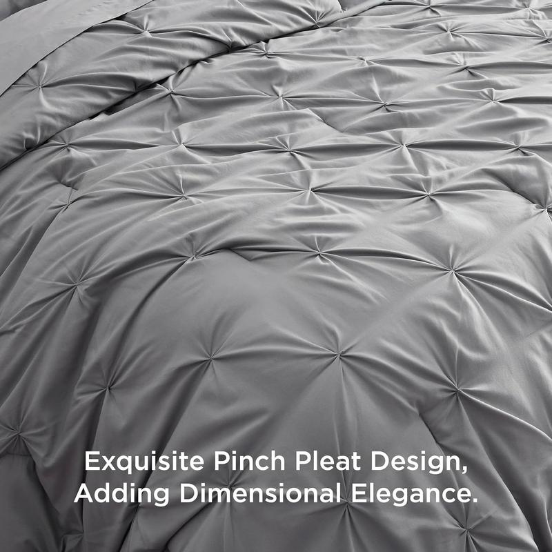 7 PCS-Bedsure Soft  Pintuck Messy Bedding Sets - Multi-Color,Cloud-like,Ultra-Soft,Machine Washable,Luxury Bedroom Decor Accessories,Breathable,All-Season King Size Comforter Sets,Hotel Quality, Restful Sleep, Geometric Pattern