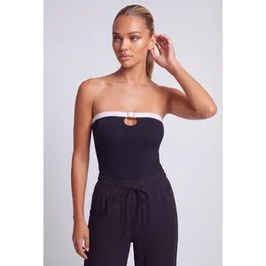 Esther Contrast Buckle Keyhole Tube Top