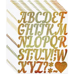 10 Sheets Letter Stickers, 2 Inch Self-Adhesive Cursive Vinyl Alphabet Numbers Sticker for Scrapbooking, Decor, Craft and DIY,