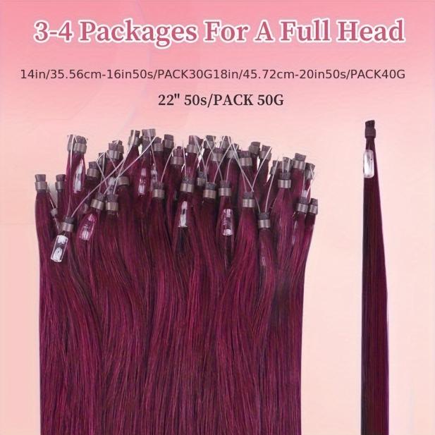"Micro Loop Human Hair Extensions for Women & Girls, 12-28 Inch 30G 50 Strands, Red Blonde Silky Soft, Undetectable & Comfortable, No Tangle No Shedding for Glamorous Natural Looks "	