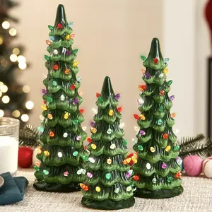 Best Choice Products Set of 3 XL Pre-Lit Hand-Painted Ceramic Tabletop Christmas Trees