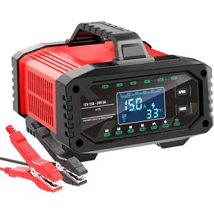 Charger 0-15A 12V/24V Adjustable Current LiFePO4   Charger,  Maintainer Automatic Trickle Charger,  Desulfator w/Temp Compensation