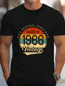 100% Cotton Classic Vintage 1966 Birthday Born In 1966 Retro T-Shirt Women's Men's Graphic Tee Crew Neck summer vacation Tops