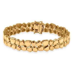 Golden Pebble Bracelet in 18K Yellow Gold Plated Bronze 7.25 In