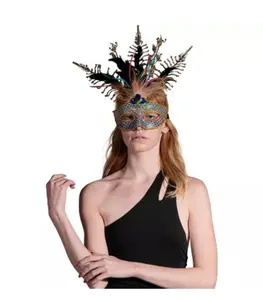 Rainbow Sequin Mask - Pride - Feathers - Mardi Gras - Costume Accessory
