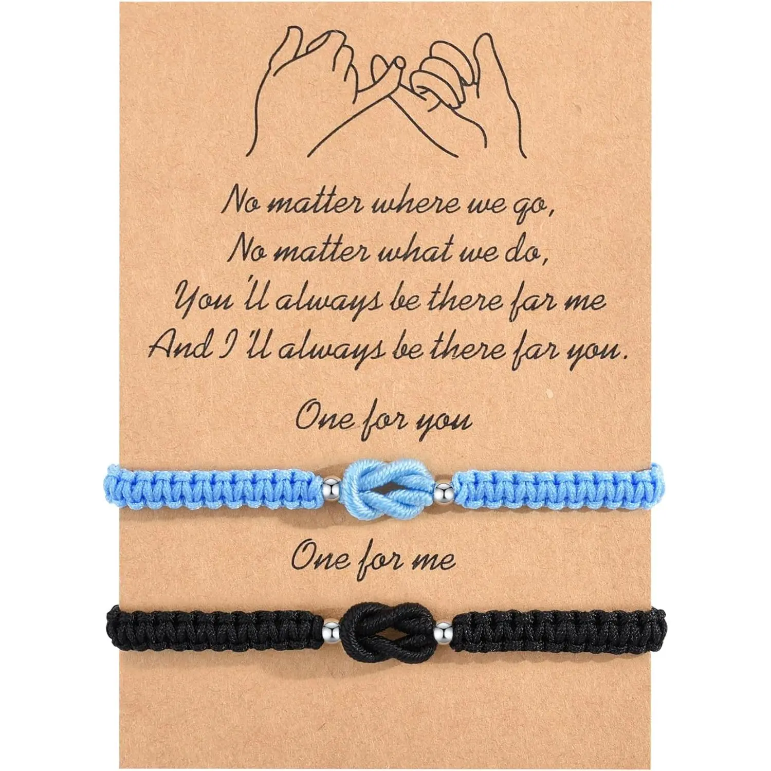 Pinky Promise Matching Knot Bracelets for   Couples Mother Son Dad Daughter Bracelets Friendship Birthday Anniversary Christmas Gifts for Women Men Teen Him Her