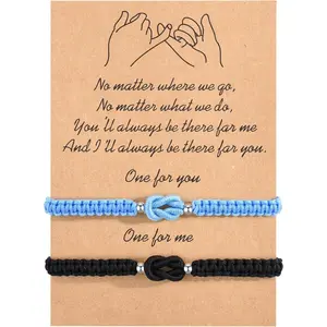 Pinky Promise Matching Knot Bracelets for   Couples Mother Son Dad Daughter Bracelets Friendship Birthday Anniversary Christmas Gifts for Women Men Teen Him Her