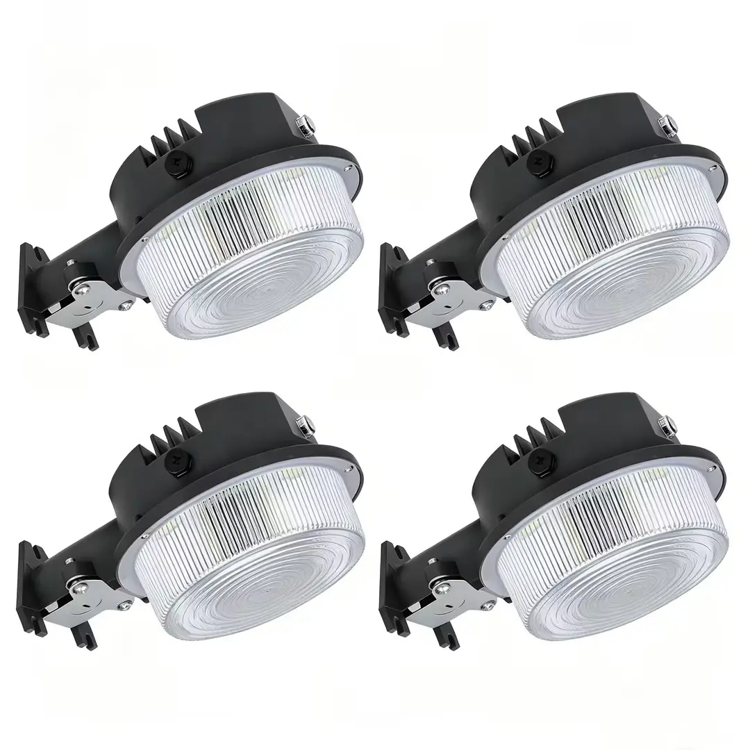 4Pack 75W LED Barn Light - 7800 Lumens, Dusk to Dawn Photocell Sensor, IP65 Water Resistant Outdoor Security Light, 150° Wide Beam Angle, Wall/Arm Mount with Wire Nuts & Screws for Farm, Garage