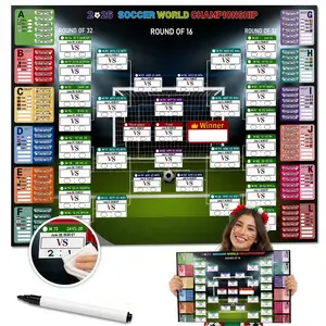 2026 Football Cup Predict Champion Poster 37" x 26", Schedule Poster with Erasable marker, Soccer Poster 2026 Merchandise for Soccer Fans, Tournament Wall Chart for Soccer Fans Gifts Party Decorations