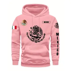 Mexico Print Hooded Sweatshirt, Men's Casual Versatile Fashion Trendy Brand Pullover Hoodie Menswear Tops Long Sleeve Wetsuit