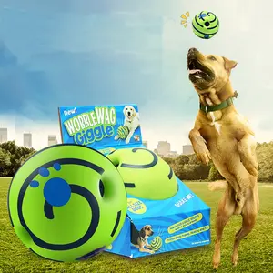 14cm Wobble Wag Giggle Ball, Interactive Squeaky Dog Toy, Self-Rolling No-Battery Bouncy Ball