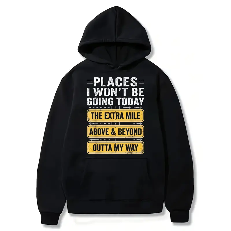 Men's Funny "Places I Won't Be Going Today" T-Shirt - Humorous Slogan Print, Soft Breathable Round Neck Short Sleeve Tee Suitable for Casual Wear