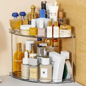 2 Tier Corner Bathroom Counter Organizer,Clear Bathroom Organizers and Storage, Bathroom Counter Shelf and Perfume Holder for  Care,Makeup,Toiletry Products and Perfume Organizer