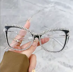 Trend Cat Eye Frames Classic vogue Anti Blue Light Women High Quality Luxury Diamond Eyeglasses