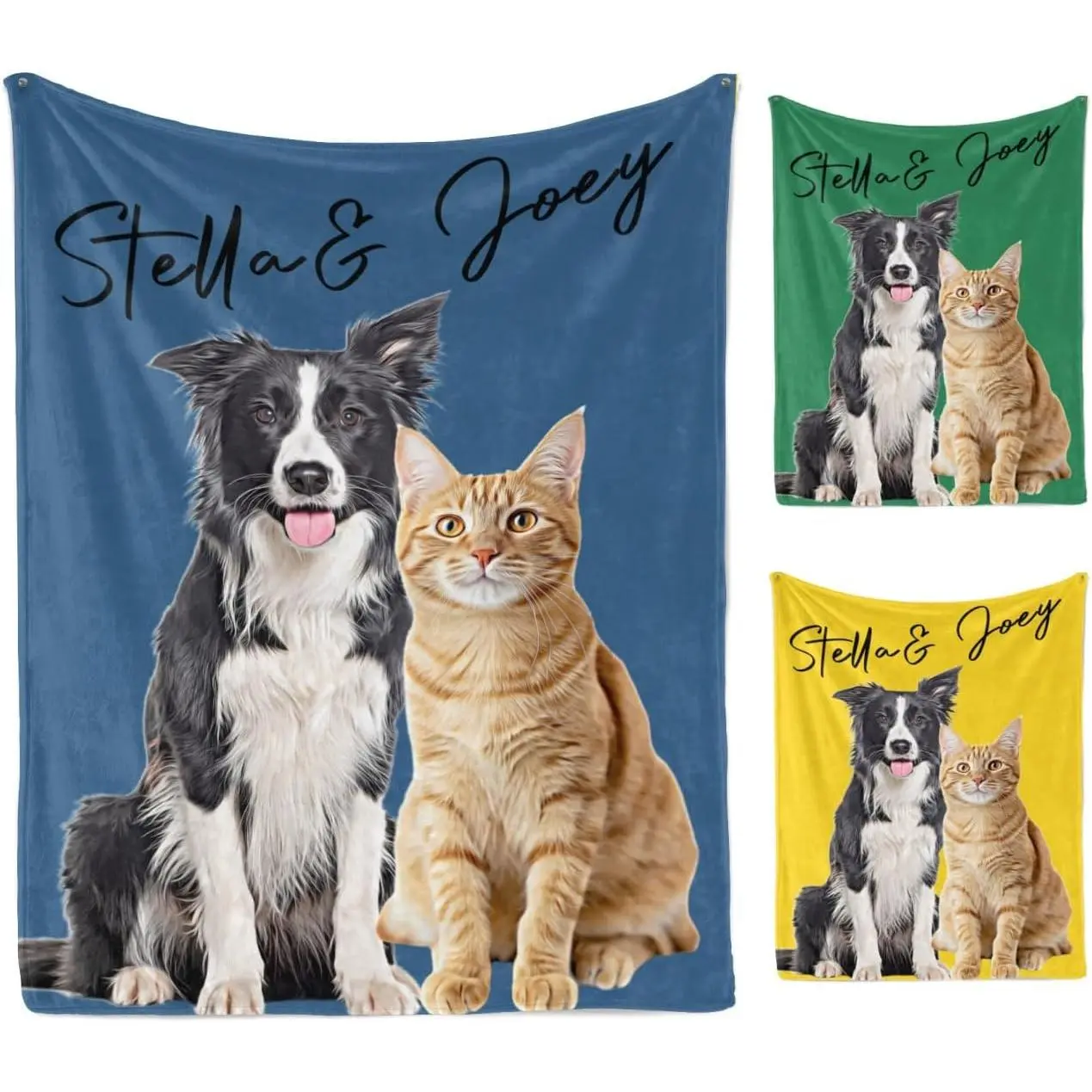 Custom Pet Blanket with Photo and Name - Personalized Dog & Cat Fleece Throw - Photo Blanket Gift for Pet Lovers, Memorial Gift