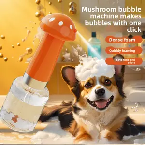 Mushroom Bubble Machine for Pets Bath Shower Gel Foamer Dog Cat Bath Liquid Dilution One-Click Bubble Maker Dense Foam Quickly Foaming