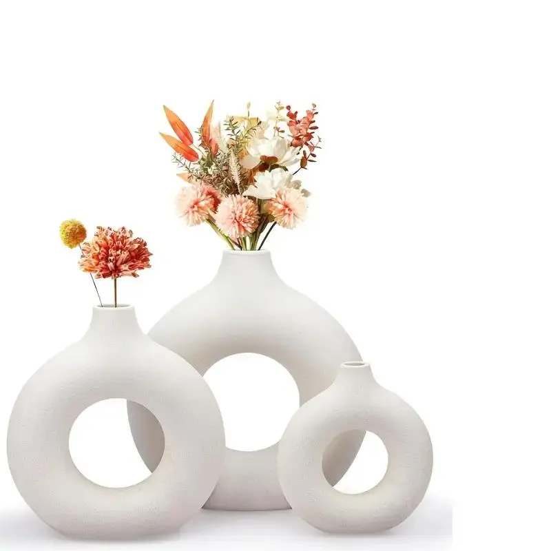 Bohemian Round Ceramic Vase Set, 1 Box Simple Style Decorative Vase, Flower Arrangement Vase, Modern Home and Party Decoration, Exquisite Gifts, Ornaments, Vases Home Decor