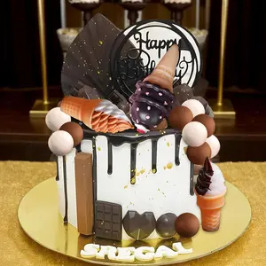 Chocolate Ice Cream Cake Topper Candy Cake Toppers Candyland Cake Topper with Ice Cream for Sweet Theme Birthday Baby Shower Bridal Shower Party Supplies outdoorfun